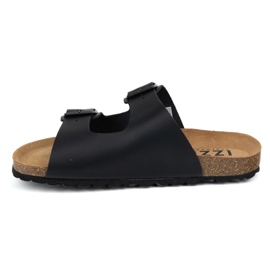 Vriston Pantofi pentru bărbați reglabili flip -flops Alexz Black Skin Față negru 1
