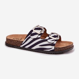 Inna Flip -flops pentru femei cu catarame de zebră alb 4