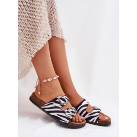 Inna Flip -flops pentru femei cu catarame de zebră alb 8