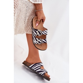 Inna Flip -flops pentru femei cu catarame de zebră alb 1