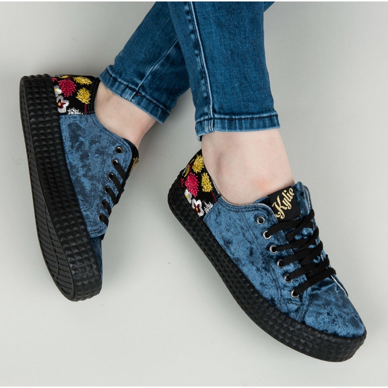 Kylie Pantofi Albastru din Velour 1