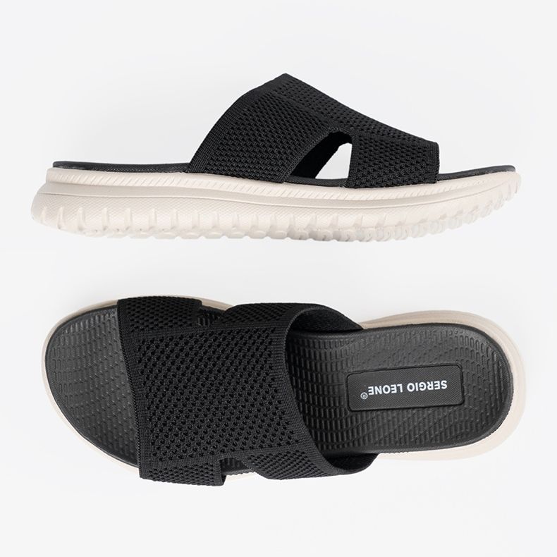 Papuci negri pentru femei pe platforma Sergio Leone negru 2