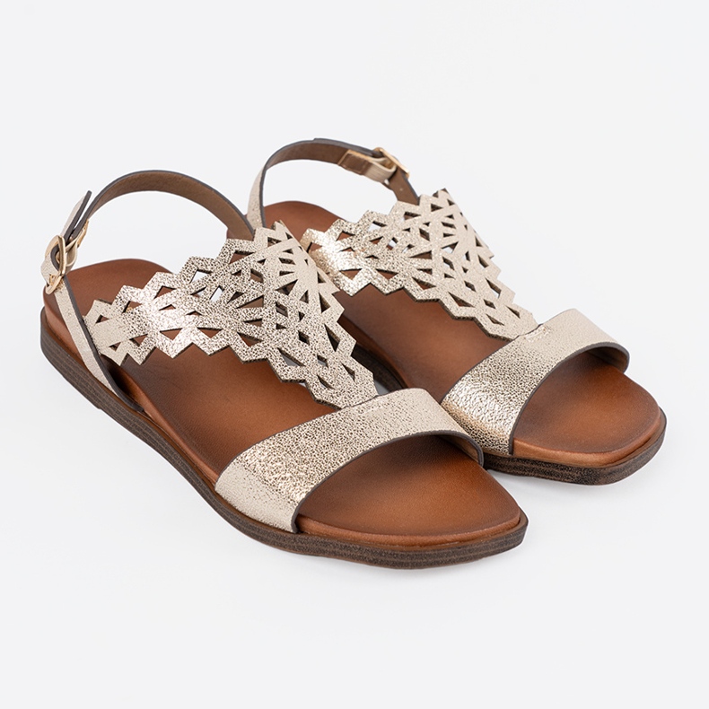 Sergio Leone Sandale de aur cu decorațiuni deschise 1