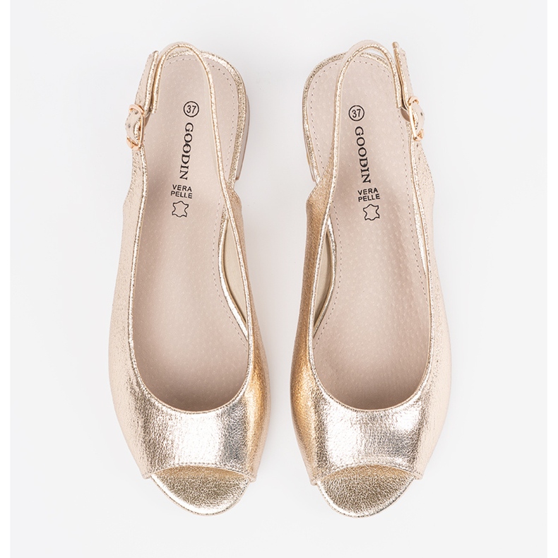 Goodin Sandale aurii cu toc mic de aur 2