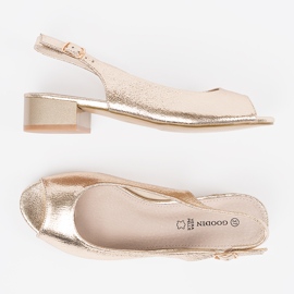 Goodin Sandale aurii cu toc mic de aur 1