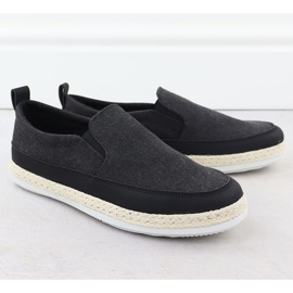Nowacki Pantofi pentru bărbați espadrilles a alunecat în negru 0017-T 1