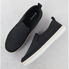 Nowacki Pantofi pentru bărbați espadrilles a alunecat în negru 0017-T 4