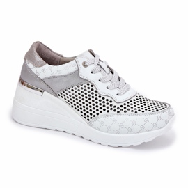 Pantofi sporturi deschise din piele Adidași pe Wedge S.Barski LR51-641 White alb 2