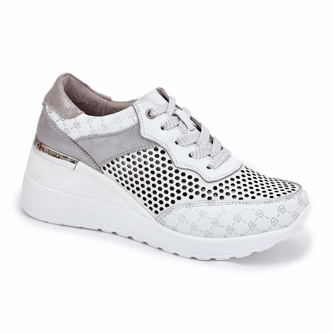 Pantofi sporturi deschise din piele Adidași pe Wedge S.Barski LR51-641 White alb 2