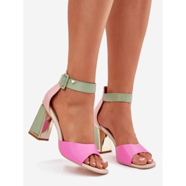 EVento Sandale elegante pentru femei pe postul de culoare roz-verde 1 EVento Sandale elegante pentru femei pe postul de culoare roz-verde 1