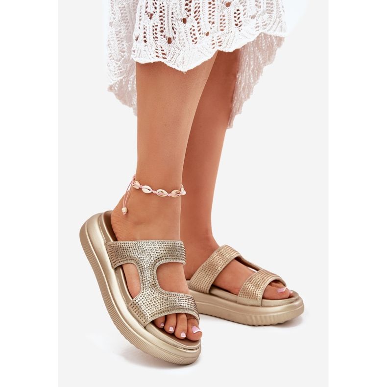 Inna Flip -flops decorat pentru femei pe platforma de aur 1