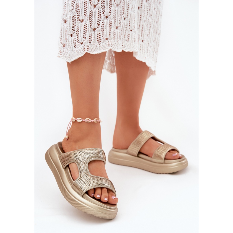 Inna Flip -flops decorat pentru femei pe platforma de aur 2