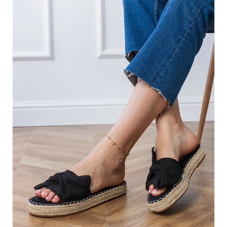 Espadrilles negri cu arc negru 2 Espadrilles negri cu arc negru 2