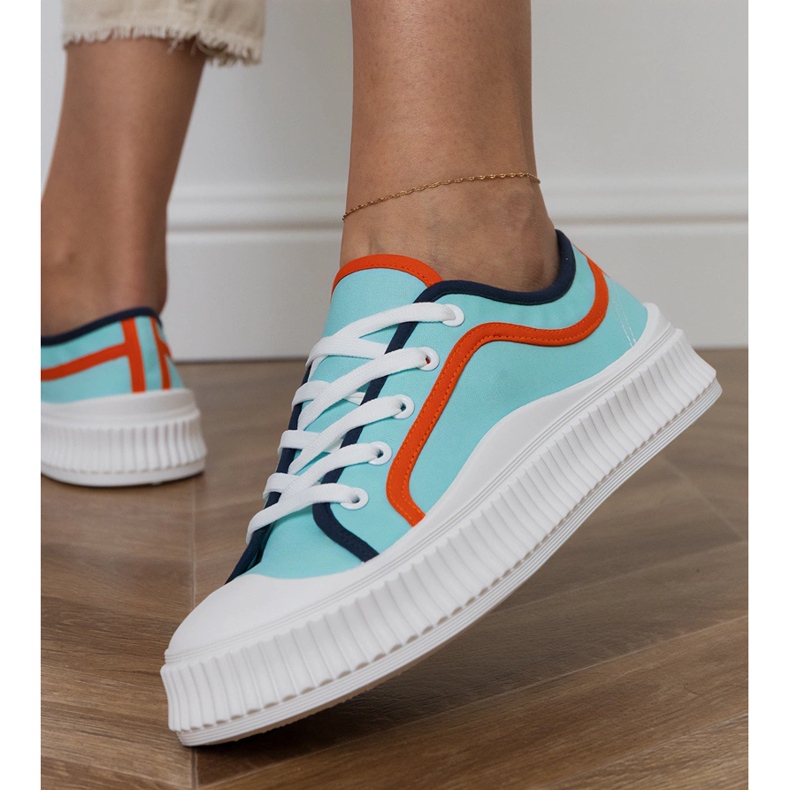 Tenisi de dama albastri cu platforma albastru 2