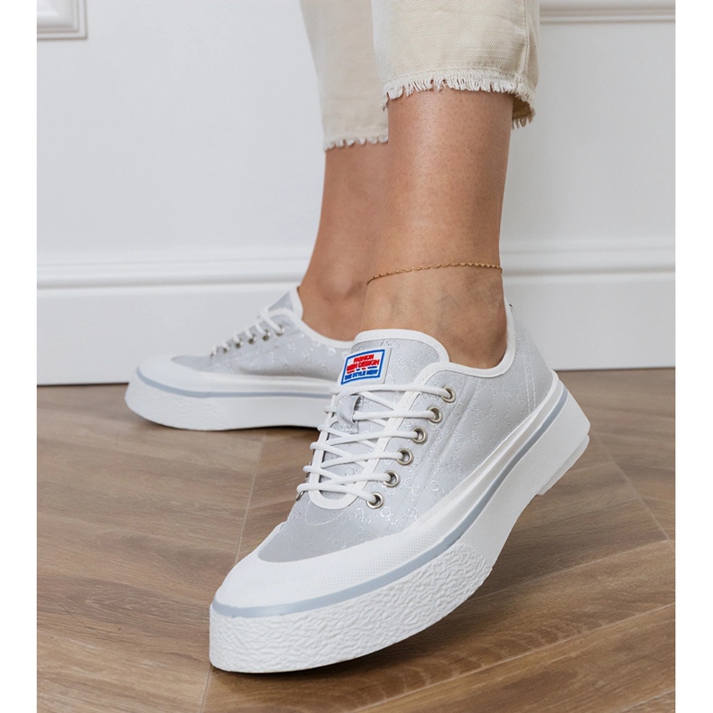 Adidași pentru femei gri pe platformă 2