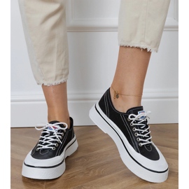 Tenisi de dama negri cu platforma negru 2 Tenisi de dama negri cu platforma negru 2