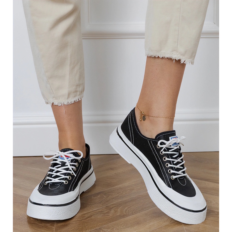 Tenisi de dama negri cu platforma negru 2 Tenisi de dama negri cu platforma negru 2