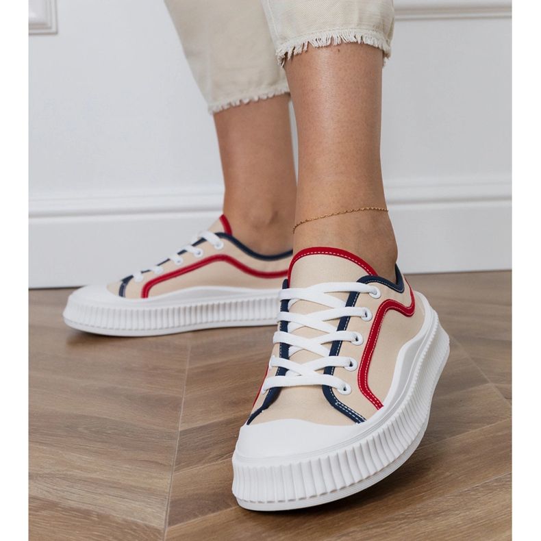 Tenisi de dama bej cu platforma 1