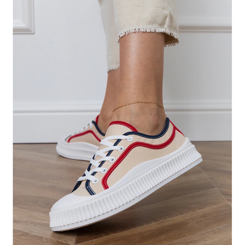 Tenisi de dama bej cu platforma 2