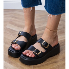 Flip -flops negru cu cleme pe dungi 2
