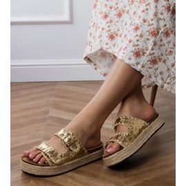 Papuci de aur espadrilles cu catarame 2