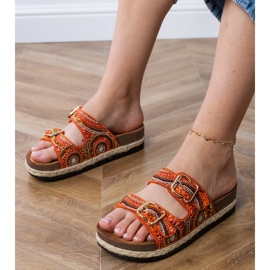 Flip -flop -uri etnice portocalii cu cleme pe dungi portocale 1