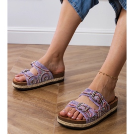 Flip -flops etnic purpuriu cu cleme pe dungi violet 1