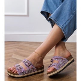 Flip -flops etnic purpuriu cu cleme pe dungi violet 2