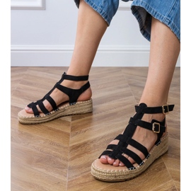 Sandale negre de espadrilles pe o platformă joasă negru 1
