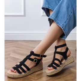Sandale negre de espadrilles pe o platformă joasă negru 2