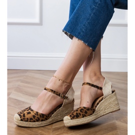 Sandale Panther Espadrilles pe pană maro 2
