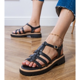 Sandale de gladiator negru cu cataramă 2