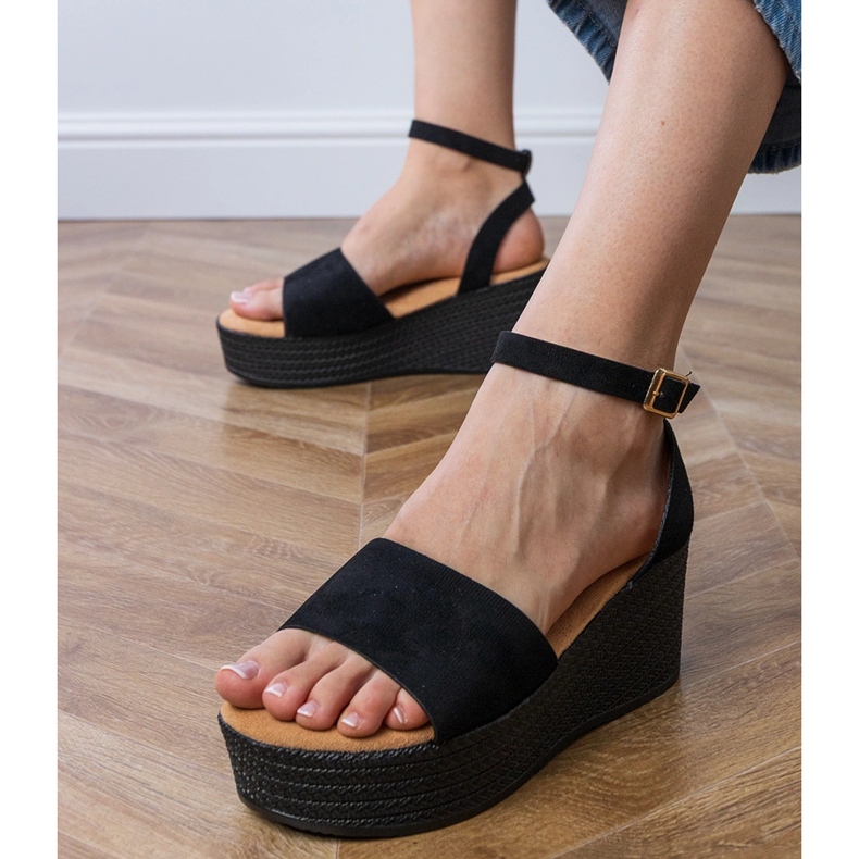 Sandale negre pe platforma Ekozamsz negru 2