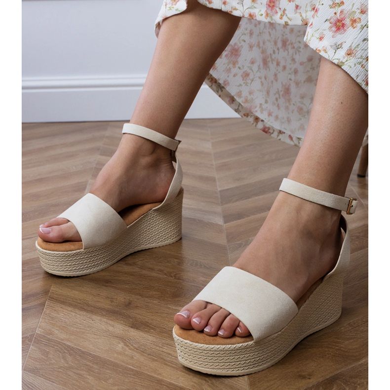 Sandale bej pe platforma Ekozamsz 1