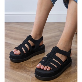 Sandale de gladiator negru pe platformă 1
