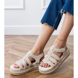 Sandale de gladiator bej pe platformă 3