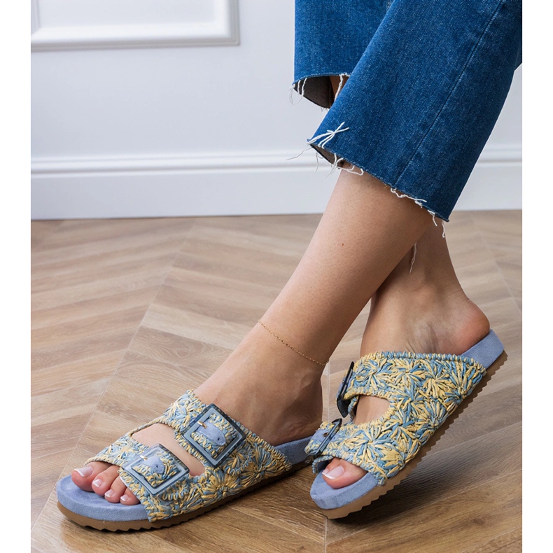 Clapete de croșetat albastru cu cleme pe dungi 2