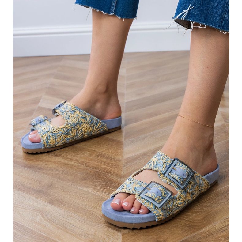 Clapete de croșetat albastru cu cleme pe dungi 1