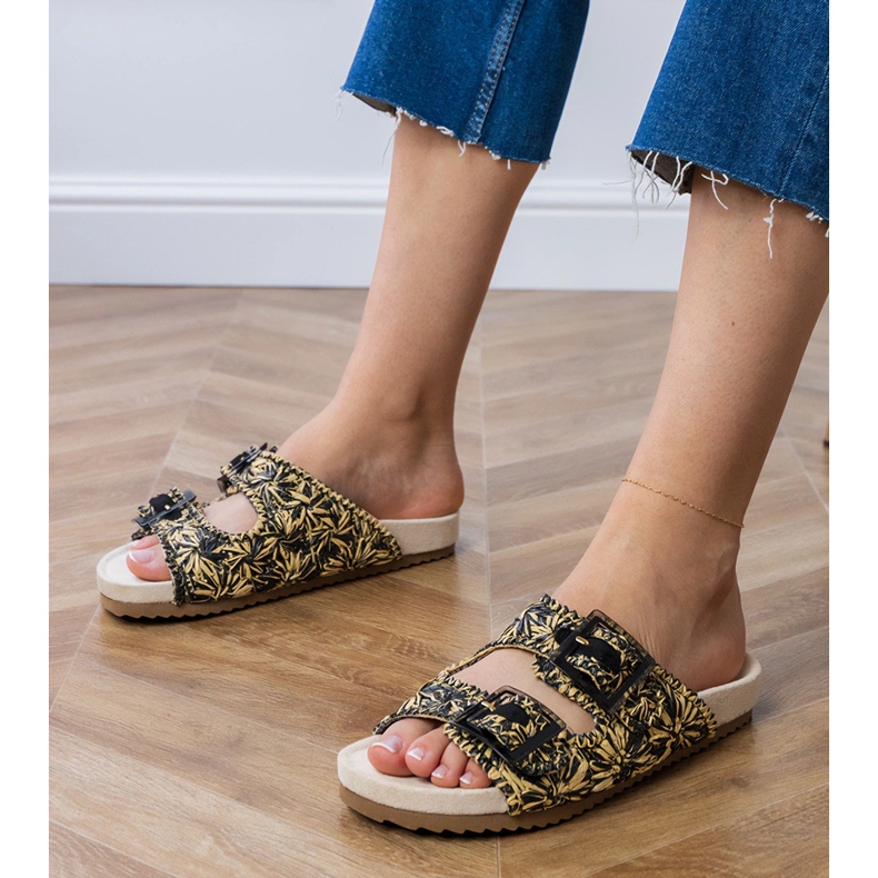 Clapete de croșetat negru cu cleme pe dungi 1