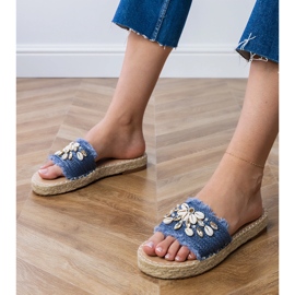 Espadrille albastru flip -flops cu scoici 1
