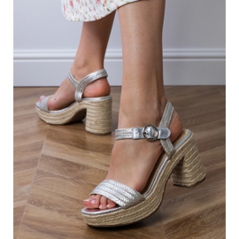 Sandale de argint espadrilles pe post 2
