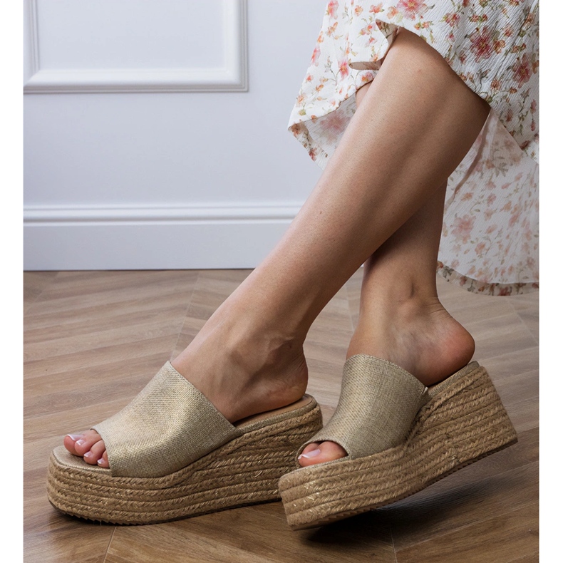 Espadrilles clasic espadrilles flip -flops pe platformă de aur 2