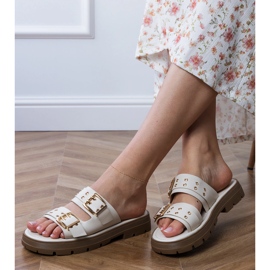 Clapele plate bej cu cleme pe dungi 2