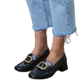 Încălțăminte cu degetele joase pentru femei negre, cu o decorare aurie negru 1