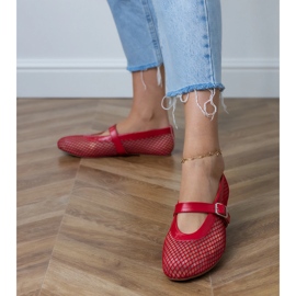 Balerine cu plasă roșie cu o cataramă roșu 2