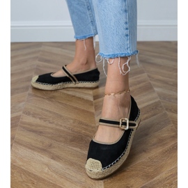 Espadrilles negri cu o cataramă decorativă negru 2