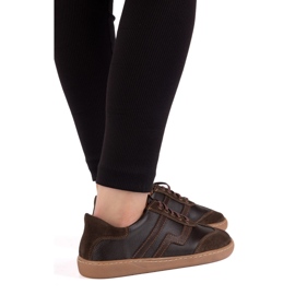 Pantofi de piele pentru femei desculți Olivier Eliza maro închis 1