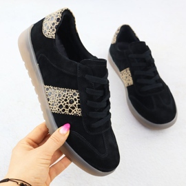 Sporturi din piele pentru femei cu imprimeu leopard. Filippo DP6770 negru 1