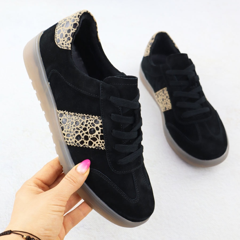 Sporturi din piele pentru femei cu imprimeu leopard. Filippo DP6770 negru 1