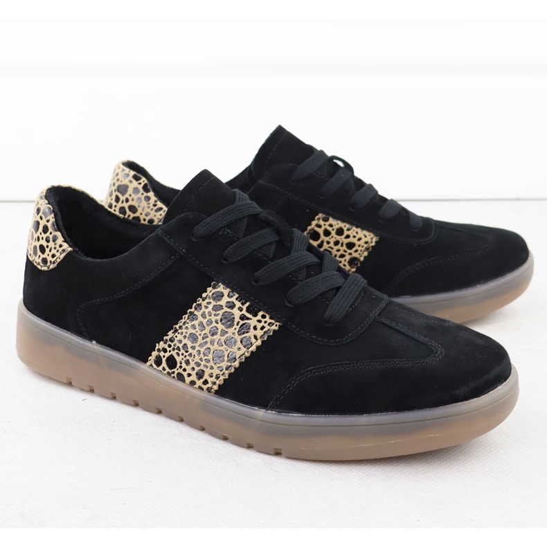 Sporturi din piele pentru femei cu imprimeu leopard. Filippo DP6770 negru 2